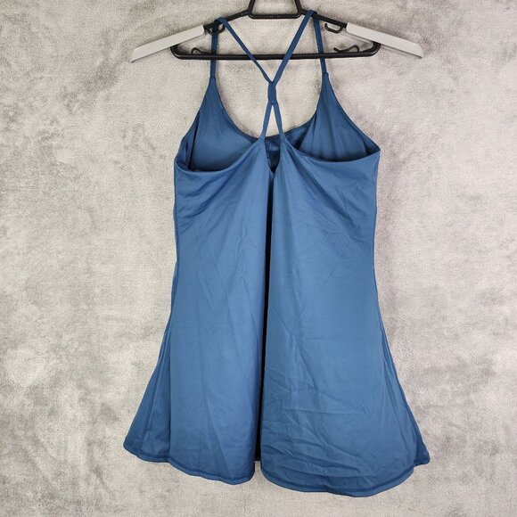 Women's Blue One Piece Swim Suit Dress Stretch Criss-Cross Back w/ shorts XL - Picture 6 of 10